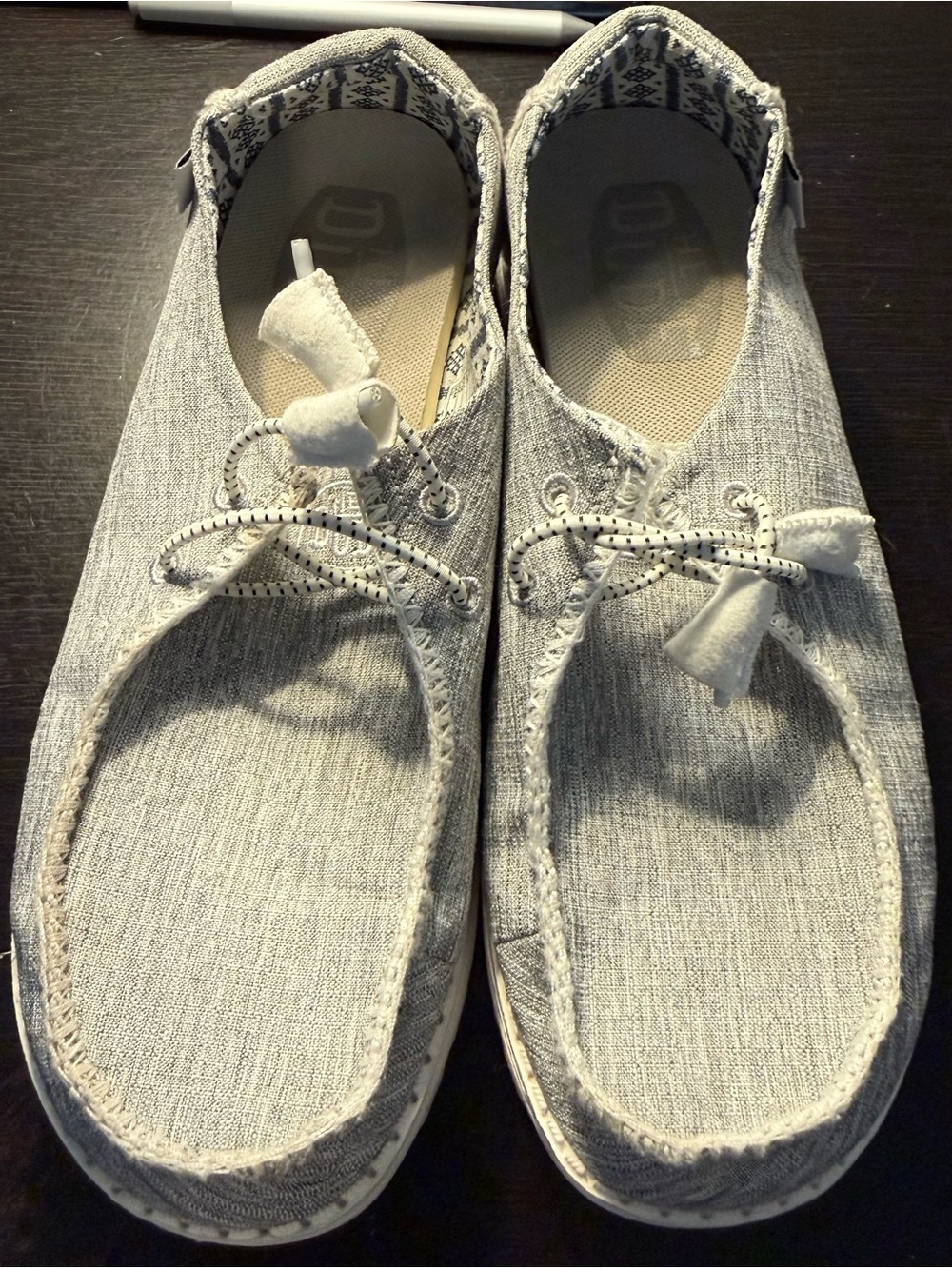Hey Dude Wendy Boho Stitch Gray Shoes Women Womens 7 Slip On Loafer White Latte